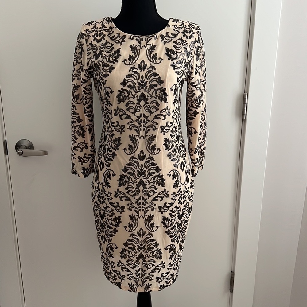 Long sleeve mini sequin dress